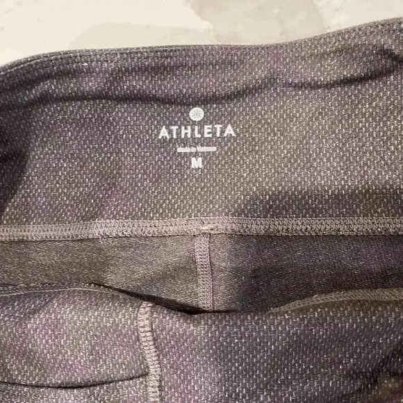 Athleta Pixy Drifter Textured Brown Activewear Leggings Womens Medium ZipPockets - Picture 3 of 8